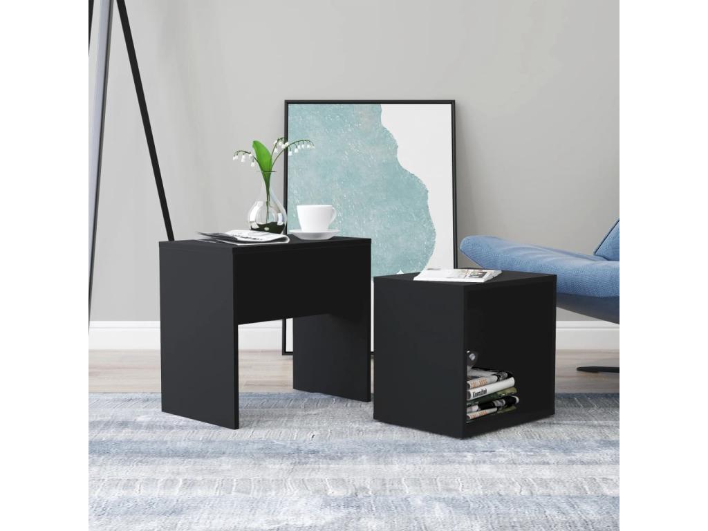 Set of black coffee tables, 48x30x45 cm, chipboard, NGUL86339