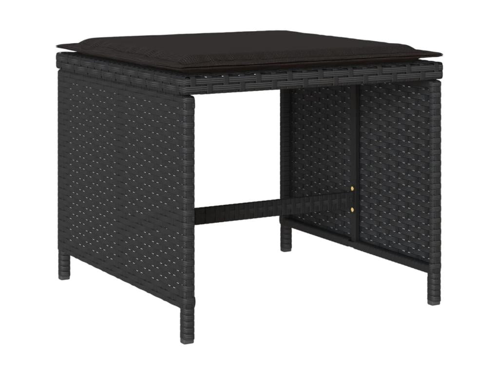 9-piece garden dining set with cushions, black resin wicker GZLY54351