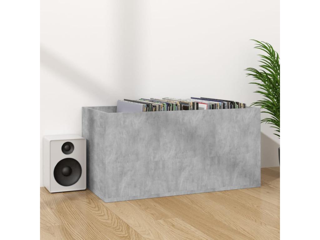 Vinyl Record Storage Box, Concrete Grey, 71x34x36 cm, FJRQ95813