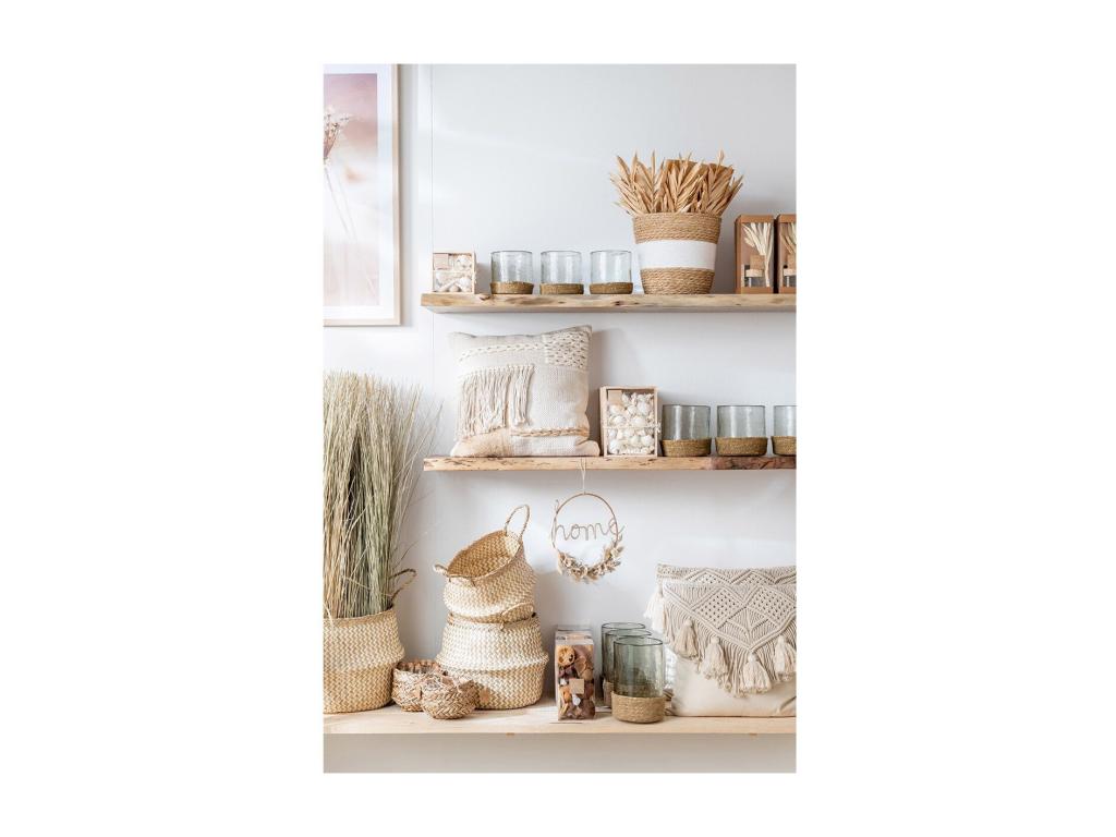 Set of 3 retractable baskets, white rattan, 35x35x35cm YYIU42794