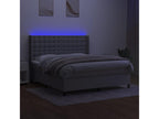 Upholstered bed base with mattress and LED light grey 160x200 cm fabric WLDI33148