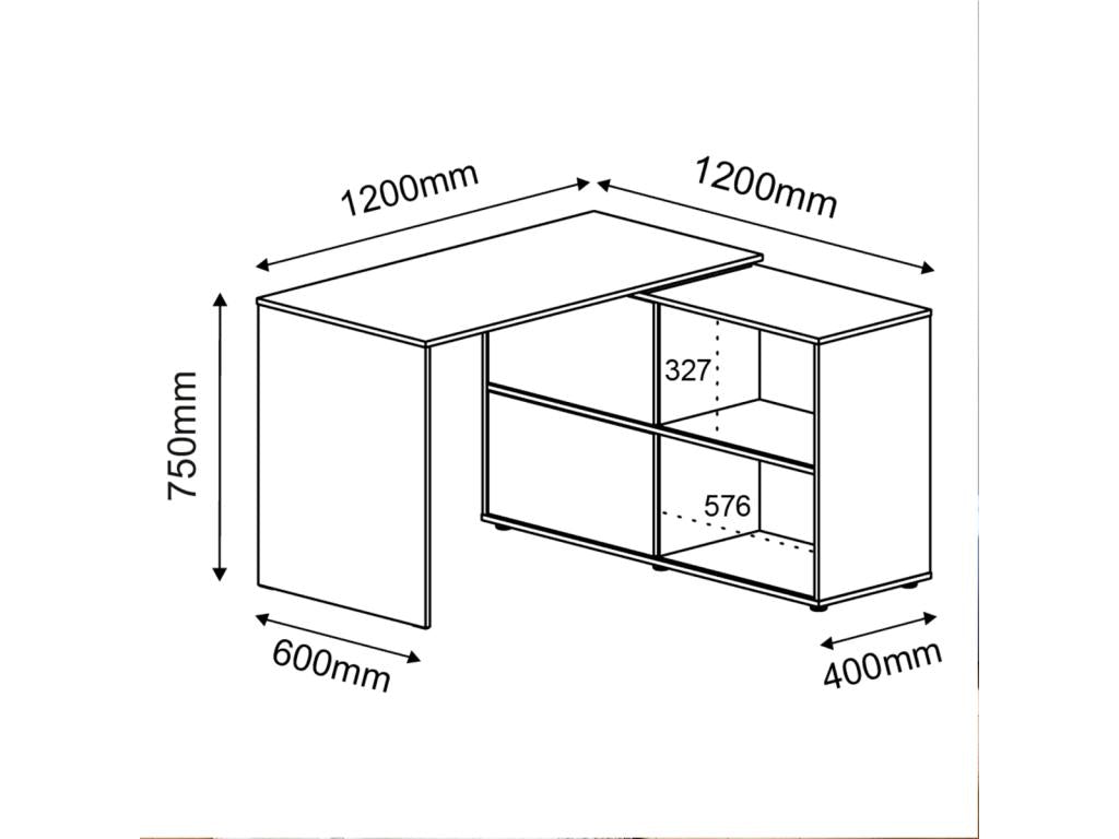 Elariva BPGS62583 White Fiberboard Corner Desk