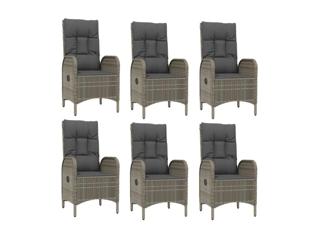 9-piece garden dining set with grey resin wicker cushions MOII77865