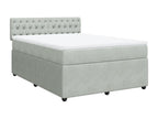 Bed base and mattress, light grey, 140x200cm, velvet, QDDC30409