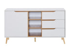 Sideboard with 1 door and 3 drawers - 140x40x80.5 cm - MDF wood - Anti-tip design - Natural white WCBM64882