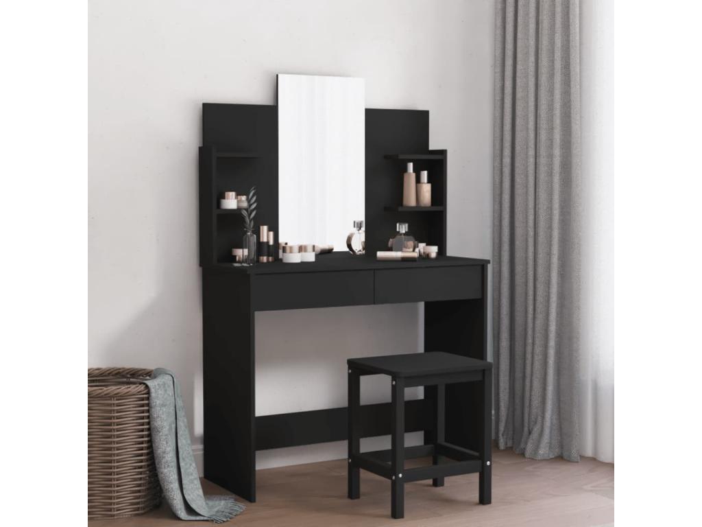 Dressing table with black mirror 96x39x142 cm QXOY75976