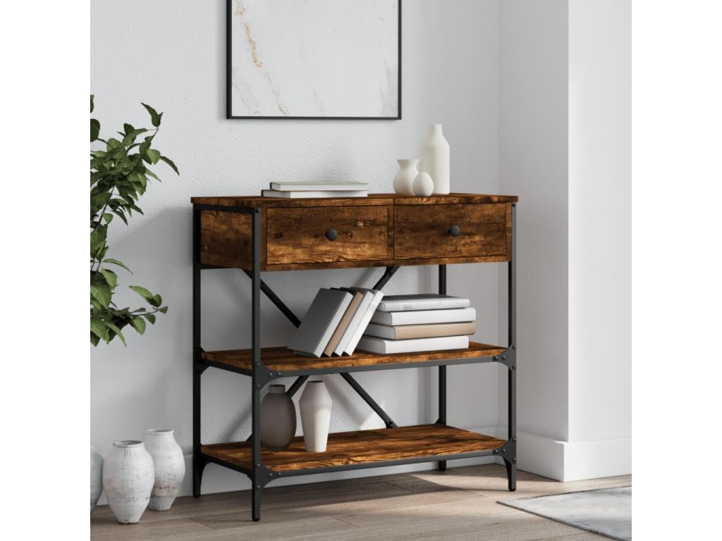 Smoked oak console table 75x34.5x75 cm engineered wood PECQ72013