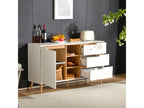 Sideboard with 1 door and 3 drawers - 140x40x80.5 cm - MDF wood - Anti-tip design - Natural white WCBM64882