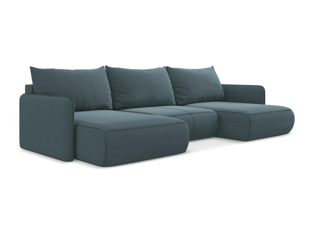 Panoramic corner sofa bed in navy velvet - Boisona JFIJ09536