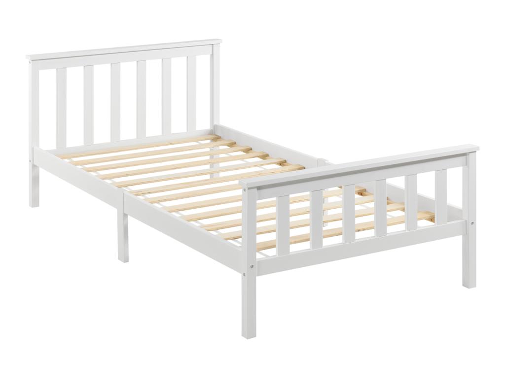 Elariva IDBI10262 100x200 cm White Matte Lacquered Pine Wood Bed Frame