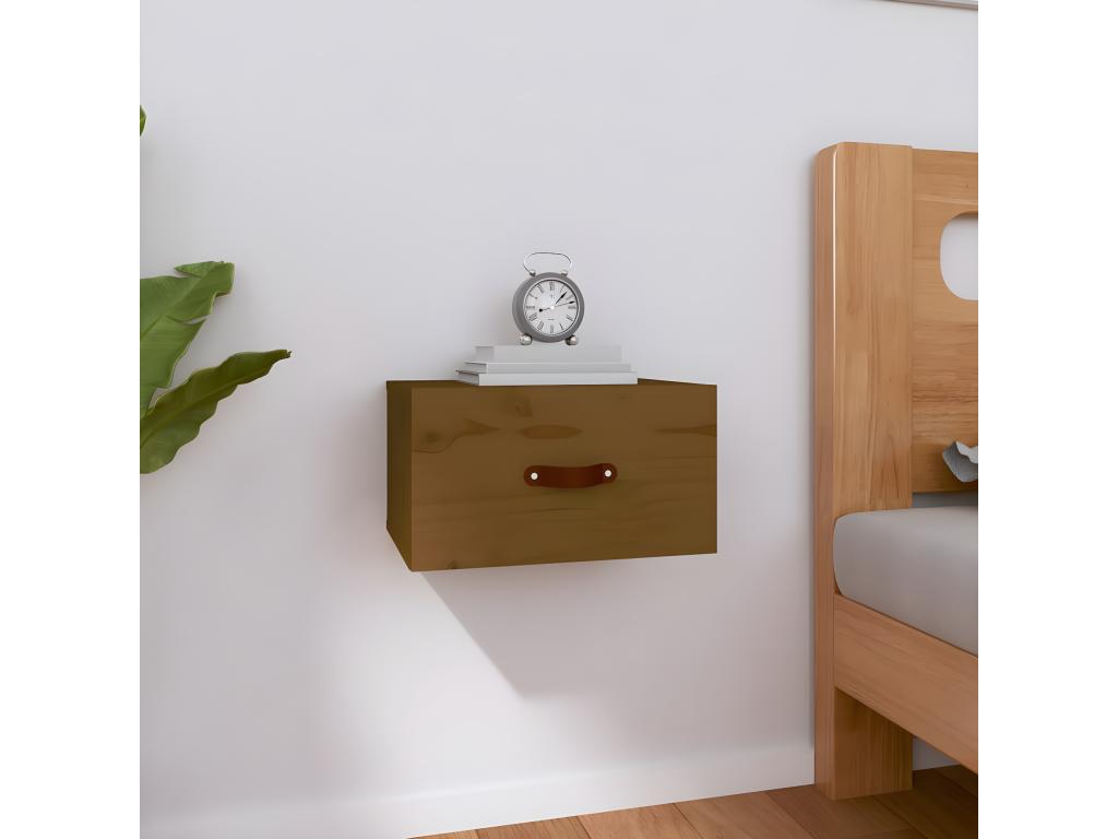 Wall-mounted bedside table, honey brown, 40x29.5x22 cm, MZZX57882