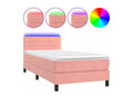 Upholstered bed base with mattress and LED light, Pink, 90x200 cm, Velvet, MHUZ83694