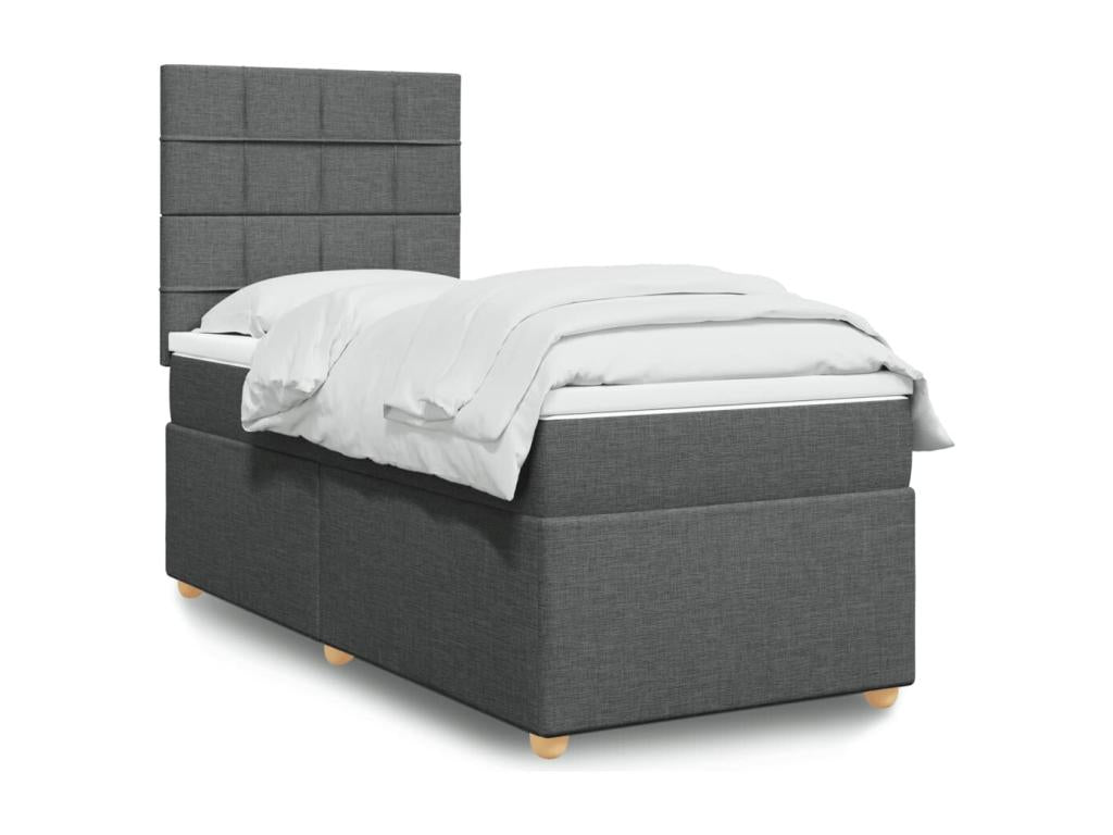 Bed base with mattress, Dark Grey, 80x200 cm, Fabric RRLE24184