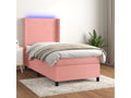Upholstered bed base with mattress and LED light, Pink, 80x200 cm, Velvet, SHLK83232