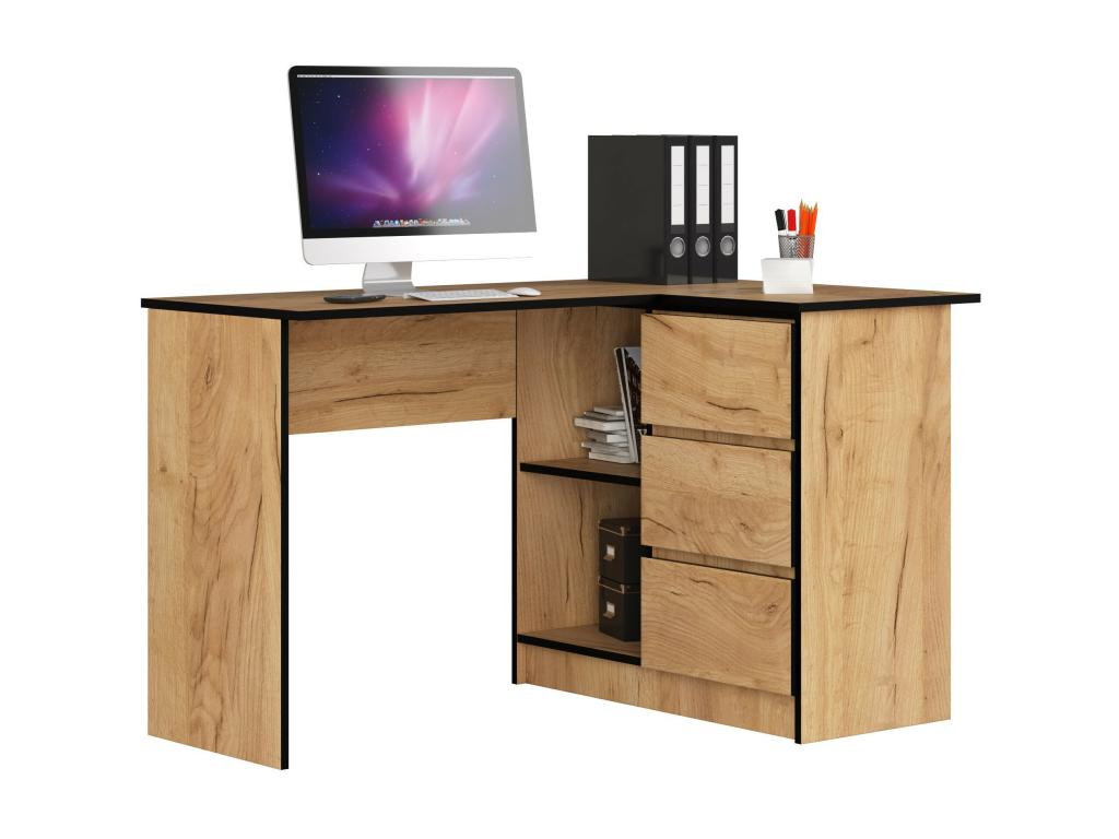 Right-hand corner desk B16 Craft Oak 124 cm 3 drawers with Craft Oak fronts 2 shelves 124x85x77 cm PXFW61941