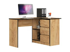 Right-hand corner desk B16 Craft Oak 124 cm 3 drawers with Craft Oak fronts 2 shelves 124x85x77 cm PXFW61941
