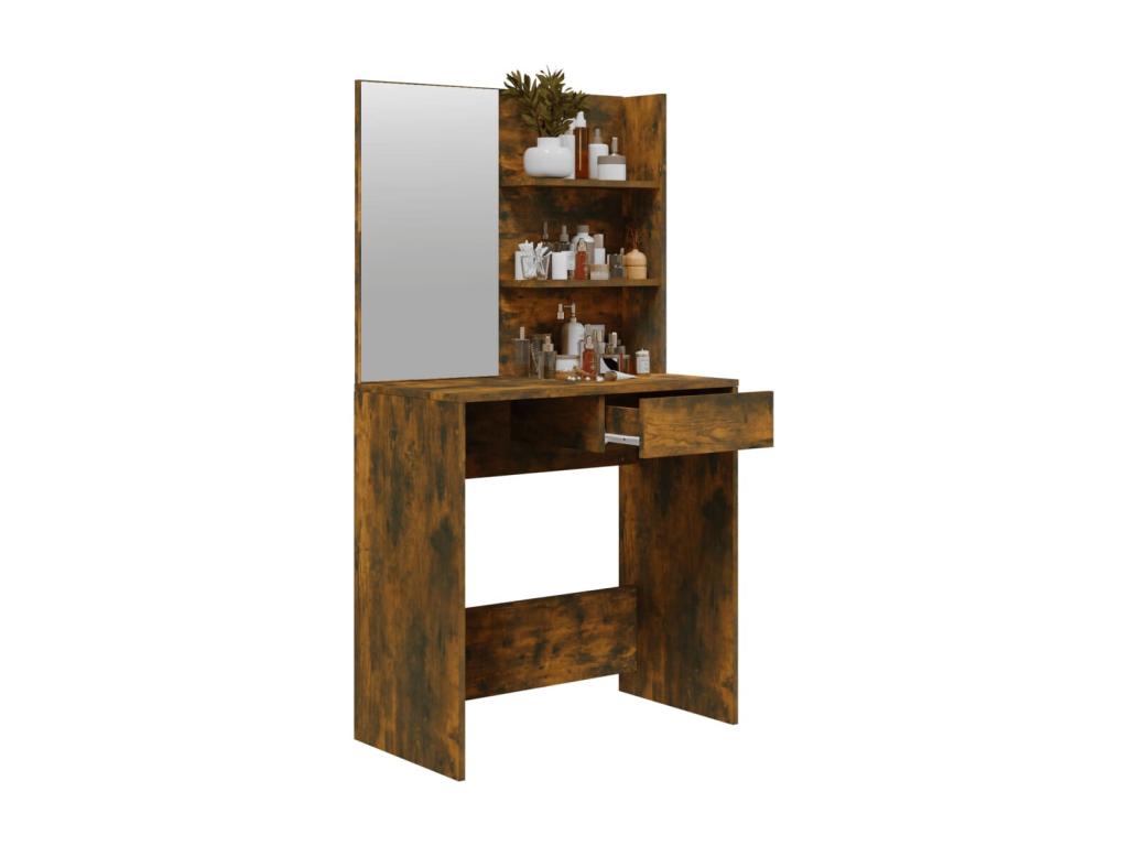 Dressing table with mirror, smoked oak, 74.5x40x141 cm, OUUM32959