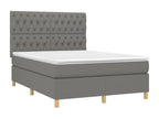 Upholstered bed base with mattress, dark grey, 140x190cm, fabric LVAQ55486