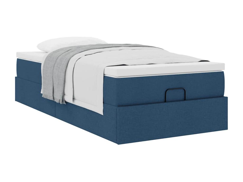 Ottoman bed frame with blue mattress 90x190 cm fabric RSCV90613