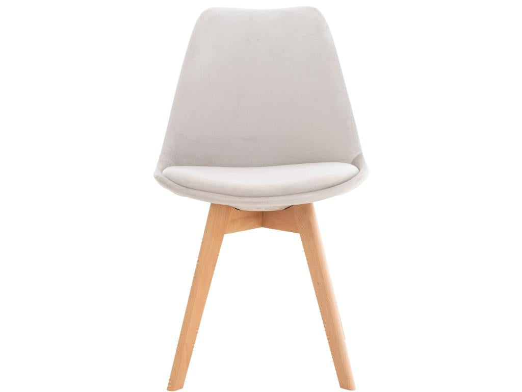 Set of 4 dining chairs - Velvet/Wood - Light Grey - Elariva GQBD95430