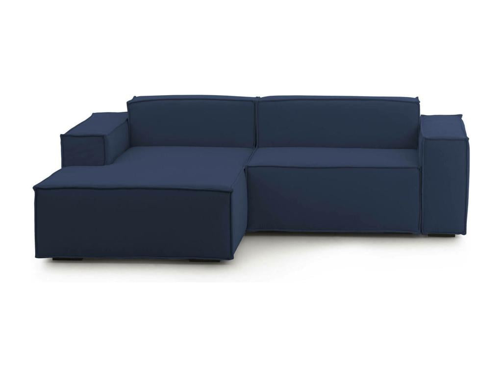 Boisona Fixed Sofa Large Modular 2-Seater Sofa with Left-Hand Peninsula Made in Italy Modern Fabric Sofa 240x170x70 cm Blue LSGL73990