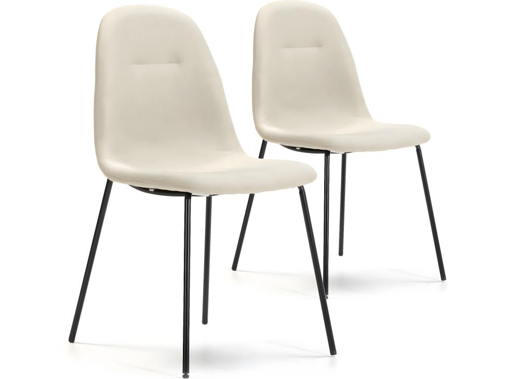 Set of 2 upholstered dining chairs, beige, 44 cm x 54 cm x 85 cm XYJC50839
