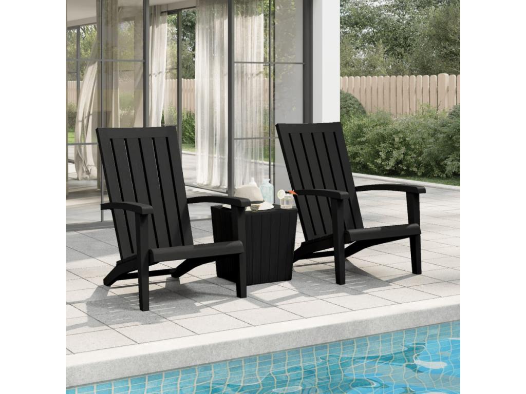 Lysvia garden chairs, set of 2, black polypropylene, GSFK48447