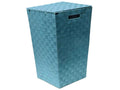 Turquoise woven polyester fabric laundry basket with lid, H 53 cm IUYM09232