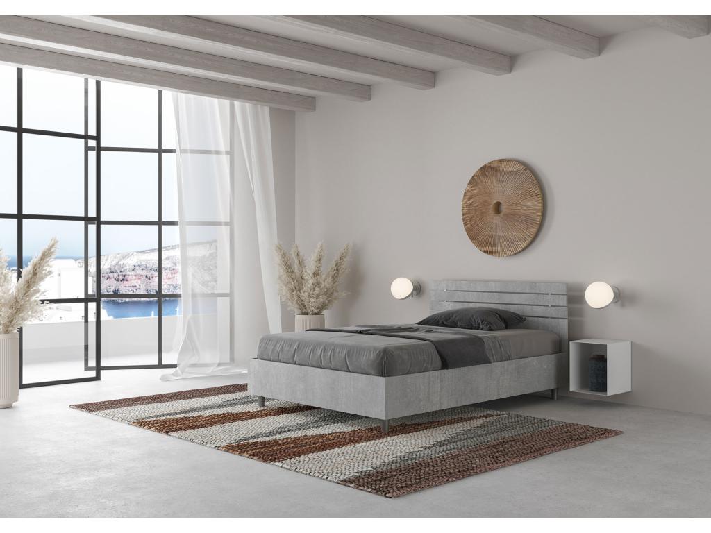 Single bed without slatted base 120x190 with straight headboard and concrete grey slats Elariva KGGK01458