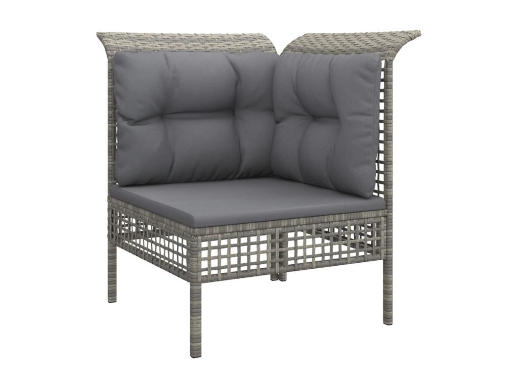 3-piece garden furniture set with cushions, Grey Wicker Resin CTKH61943