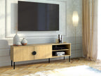 TV stand with 2 doors and 2 shelves - Natural and black - Boisona IHJZ91193
