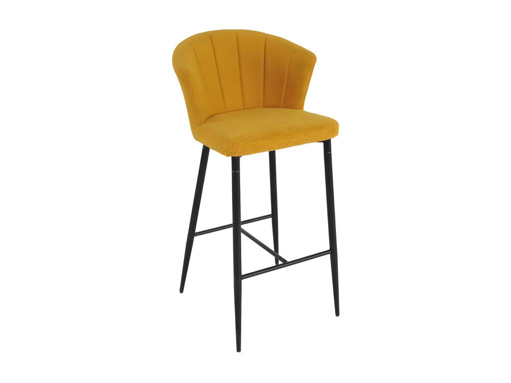 Mustard yellow fabric bar stool with metal base – Elariva RQGZ45663