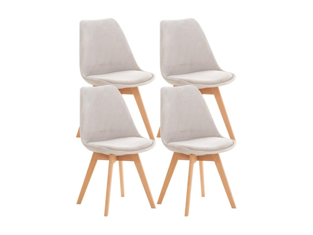 Set of 4 dining chairs - Velvet/Wood - Light Grey - Elariva GQBD95430