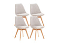 Set of 4 dining chairs - Velvet/Wood - Light Grey - Elariva GQBD95430