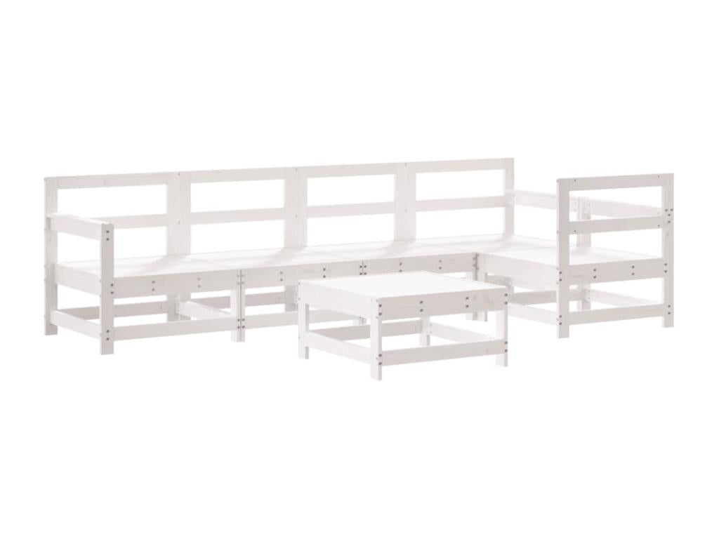 6-piece garden furniture set, white, solid pine wood, SMKY67015