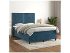 Bed base and mattress, Dark Blue 140x200 Velvet TGSY50926