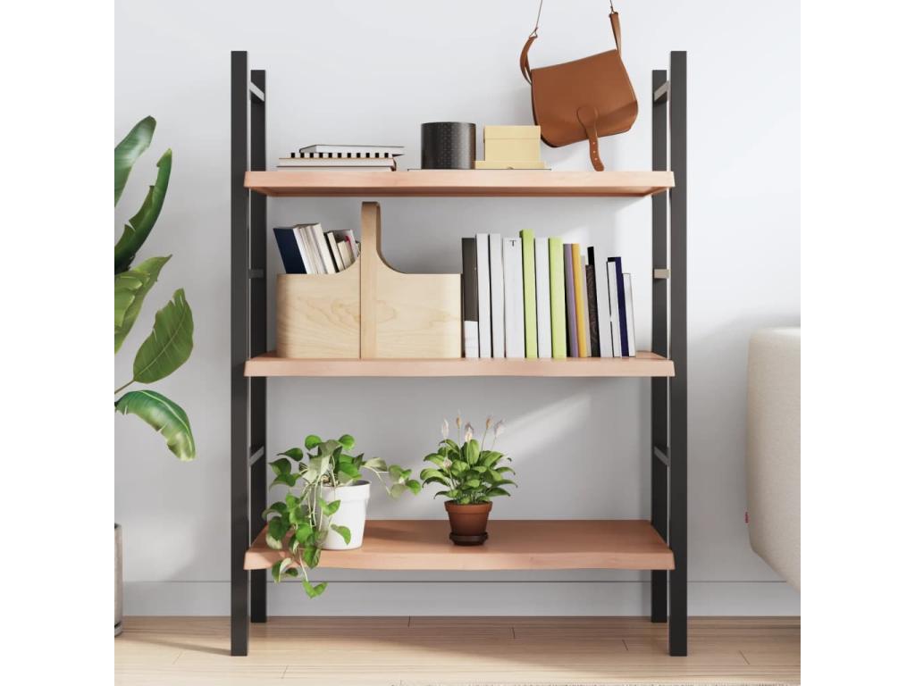 Light brown wall shelf, solid treated oak wood DXMC85042