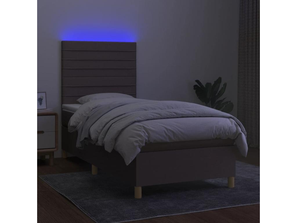 Boisona bed base, mattress, and LED lighting, 90x190 cm, fabric XQNT48876