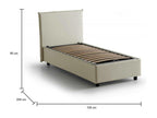 Single bed with storage, upholstered in fabric, Made in Italy, Front opening, suitable for a 90x190 cm mattress, Beige YKTP06849