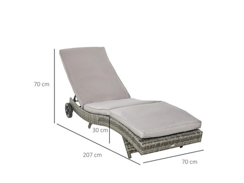 Grey reclining sun lounger INPB03678
