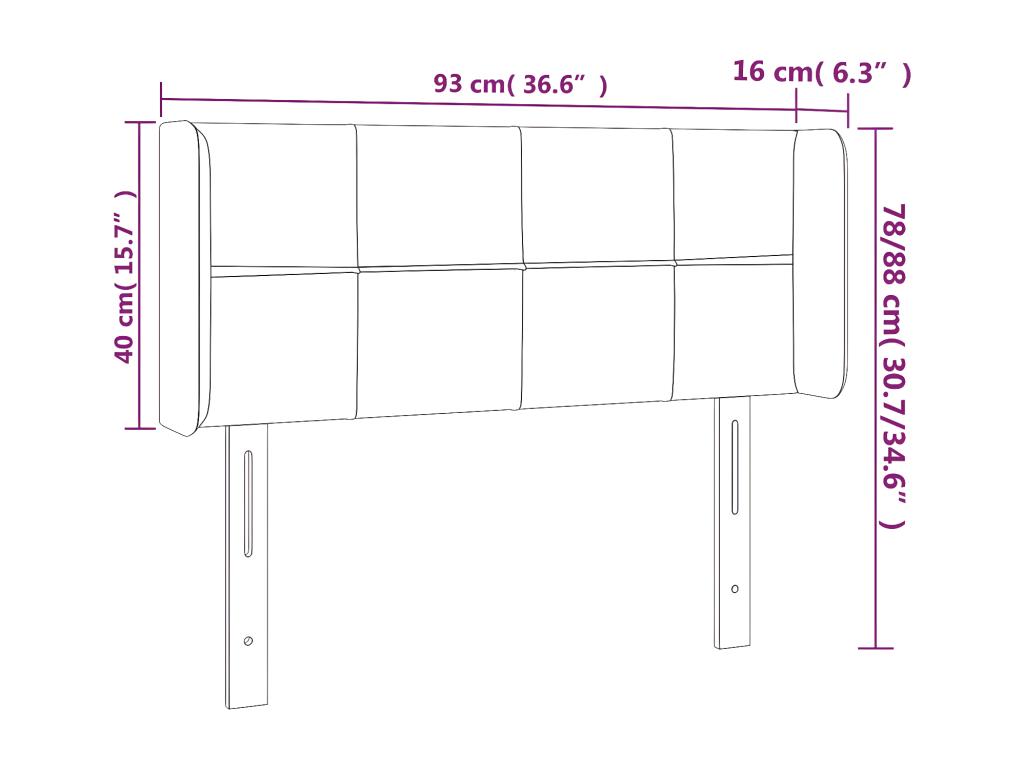 Headboard with wings, Dark Green, 93x16x78/88 cm, Velvet, ZRYI91721