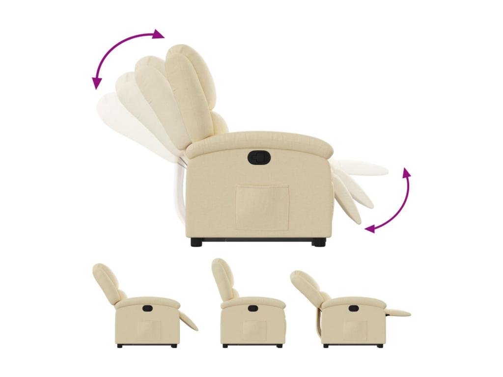 Cream Fabric Reclining Armchair WNKH34266
