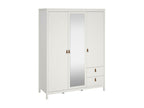 Boisona 3-Door Wardrobe, Bedroom Furniture, Walk-in Closet, Clothes Storage, 150x58x199 cm, White, XOCM44038