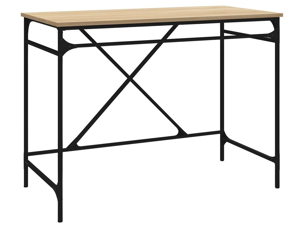 Oak desk 100x50x75 cm engineered wood and iron DOMD98974