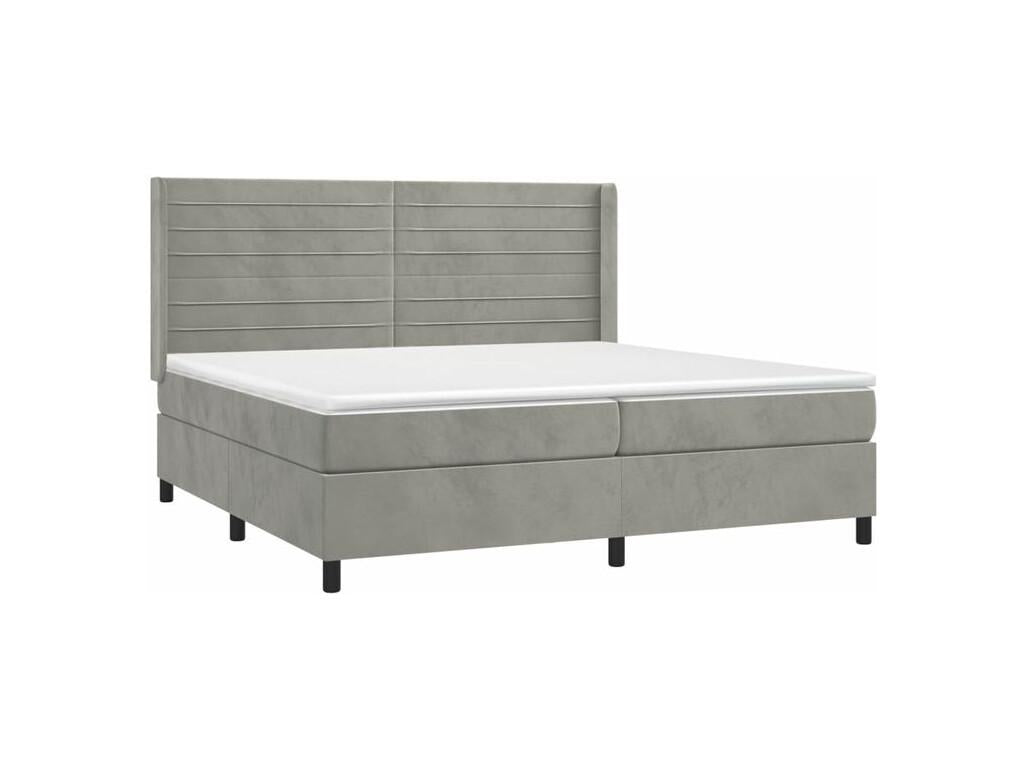 Bed base and mattress, light grey, 200x200 cm, velvet, RGCQ47922