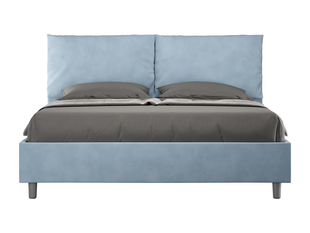 Bed with upholstered slatted base 160x190 microfiber light blue Elariva FYMQ03417
