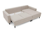 Corner sofa - 230 cm - L-shaped with storage compartment - water-repellent velvet - beige - right-hand side - Elariva ELJM17408