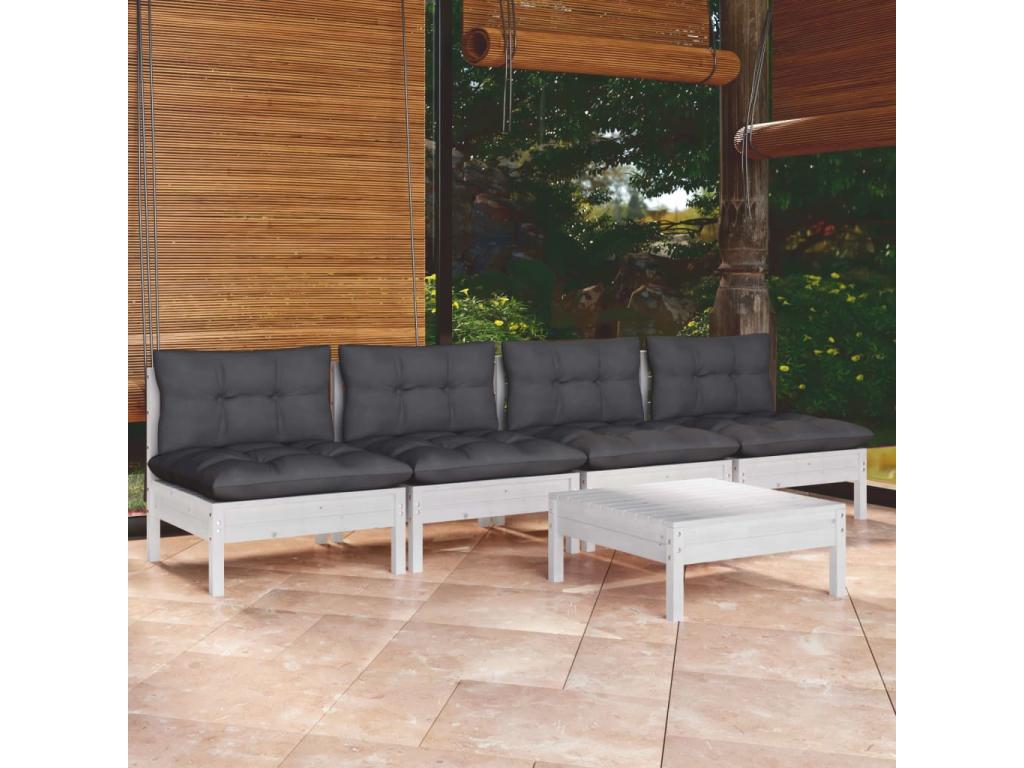 5-piece garden furniture set with cushions, anthracite pine wood, EUVK56762