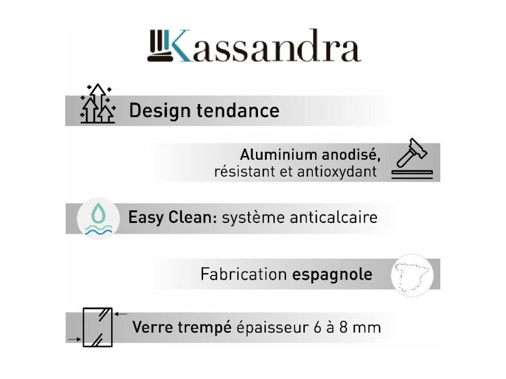 Shower enclosure with 2 fixed glass panels and 2 sliding doors, 141-143.6 cm, ZCDM47527