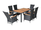 7-Piece Outdoor Dining Set, Wicker Resin and Black THNC72939